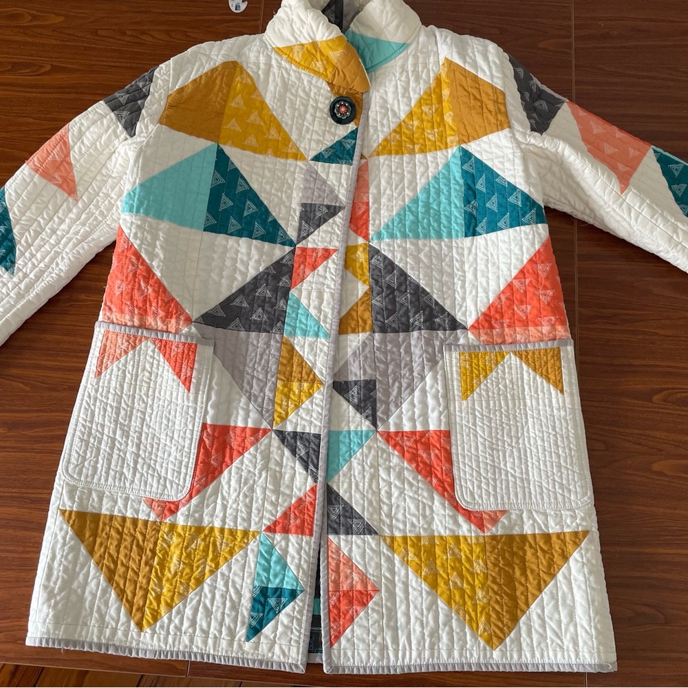 Quilt Coat Geometric Patterned - Multicolor - image 1